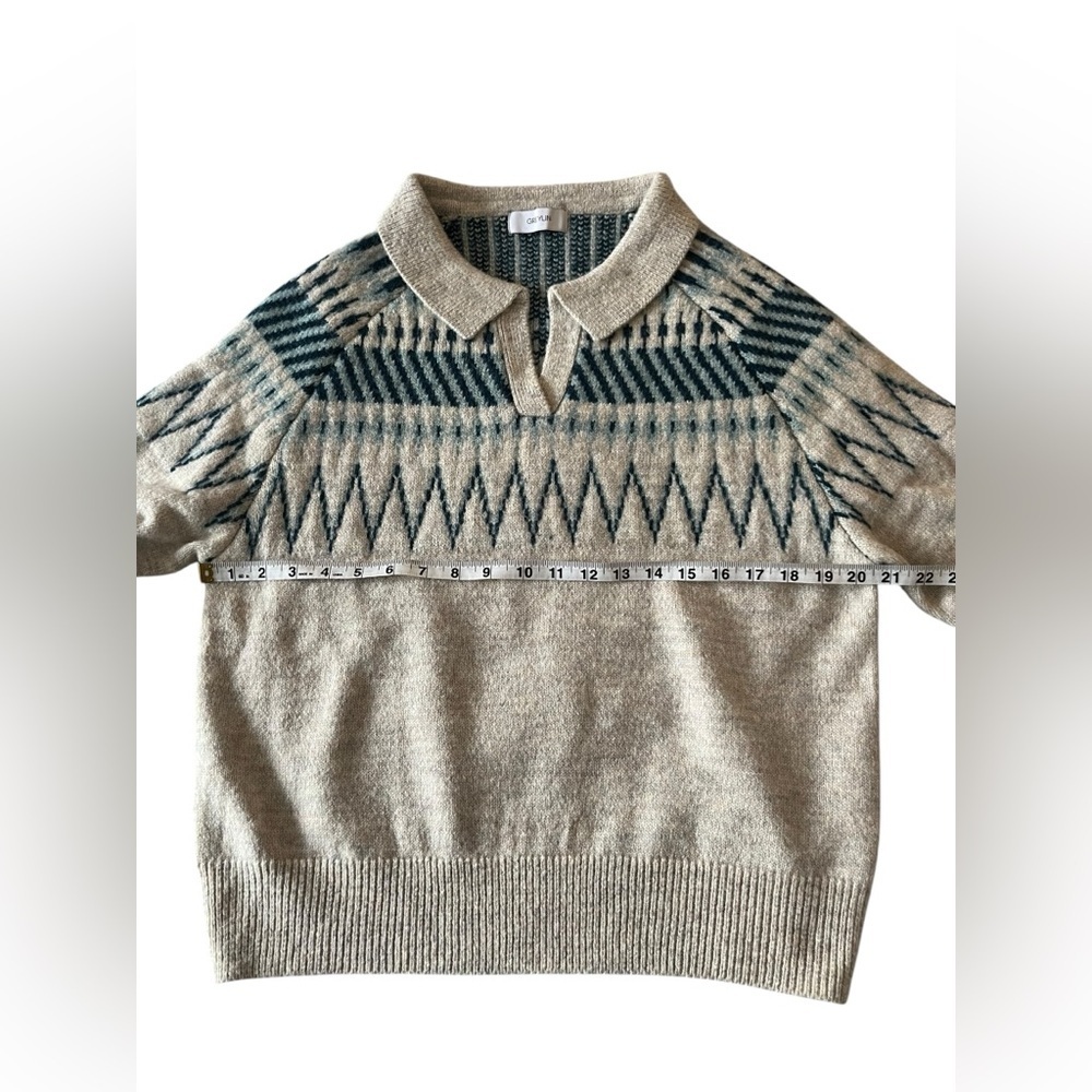 Greylin Nordic Fair Isle Collared Sweater, Size M - Picture 4 of 7